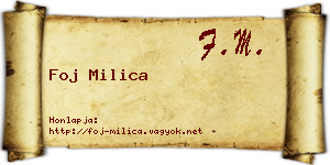 Foj Milica névjegykártya